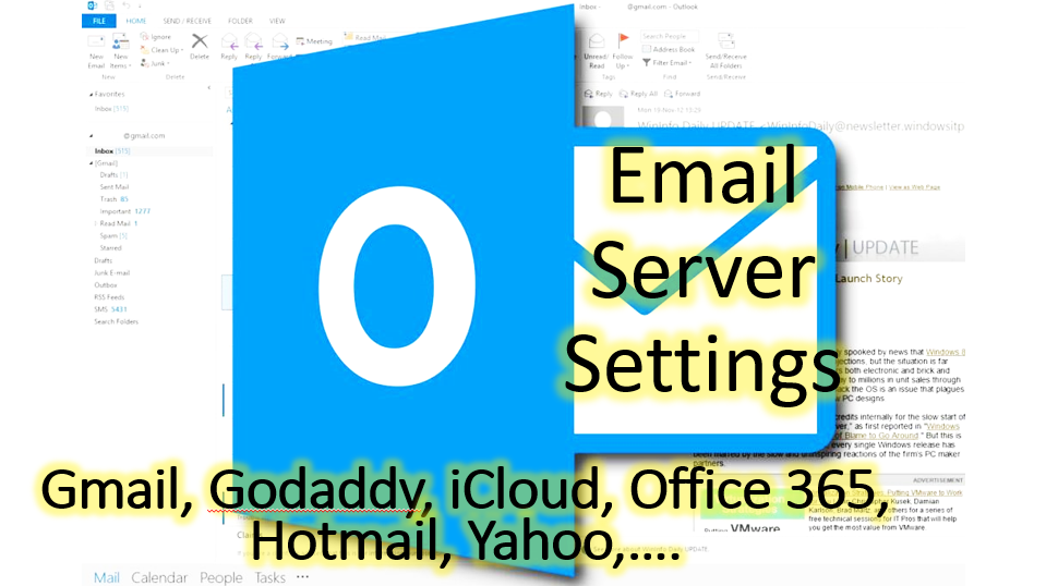 POP and IMAP email settings for Outlook 